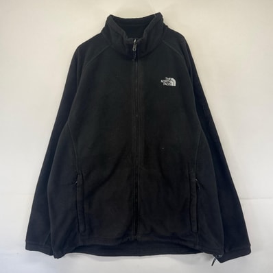 古着 ザ・ノースフェイス THE NORTH FACE フリース ジャケット フルジップ ワンポイントロゴ 大きいサイズ 2XL ブラック系 メンズ