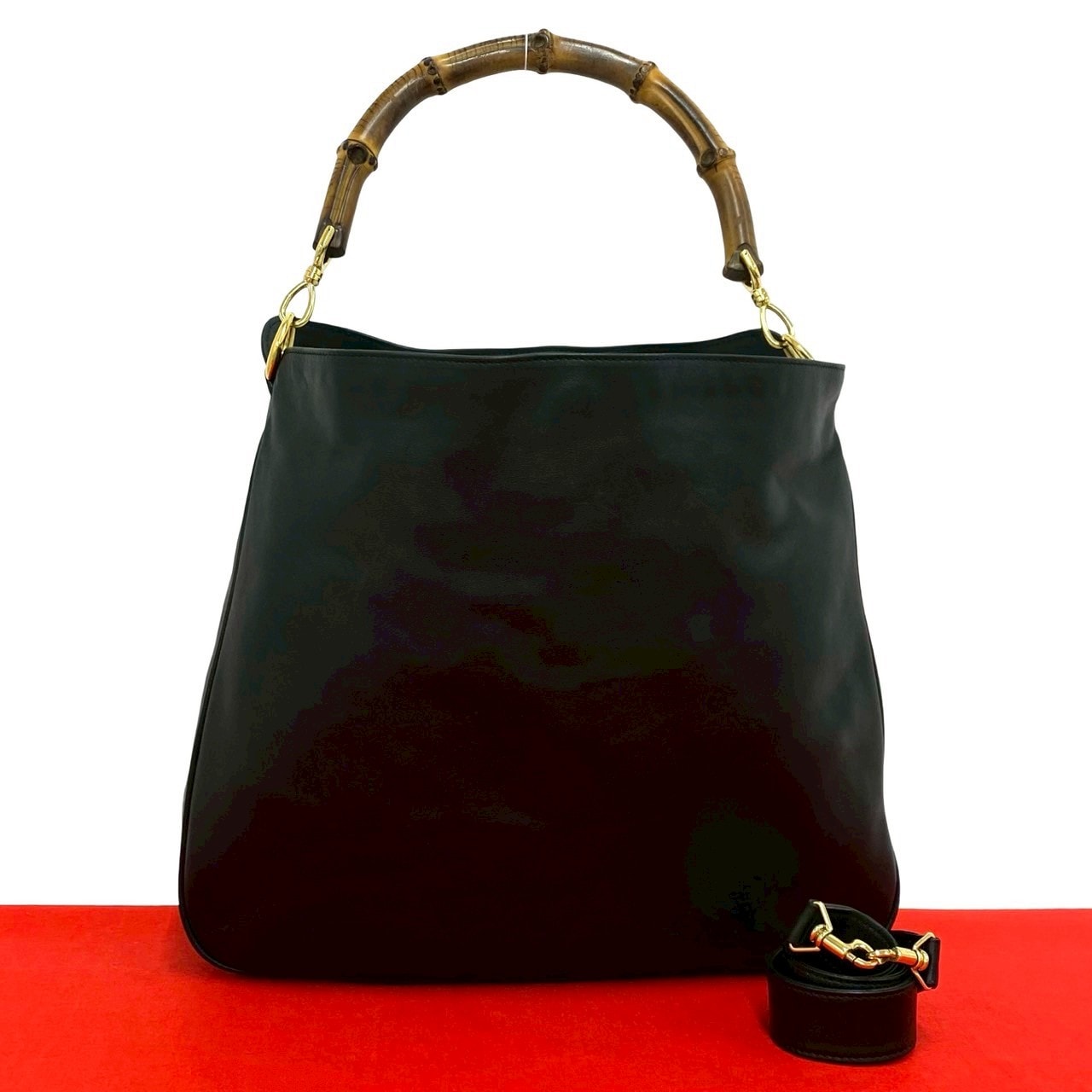 GUCCI グッチ バンブー レザー バンブー ショルダーバッグ ブラック
 79868