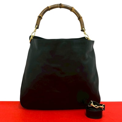 GUCCI グッチ バンブー レザー バンブー ショルダーバッグ ブラック
79868
