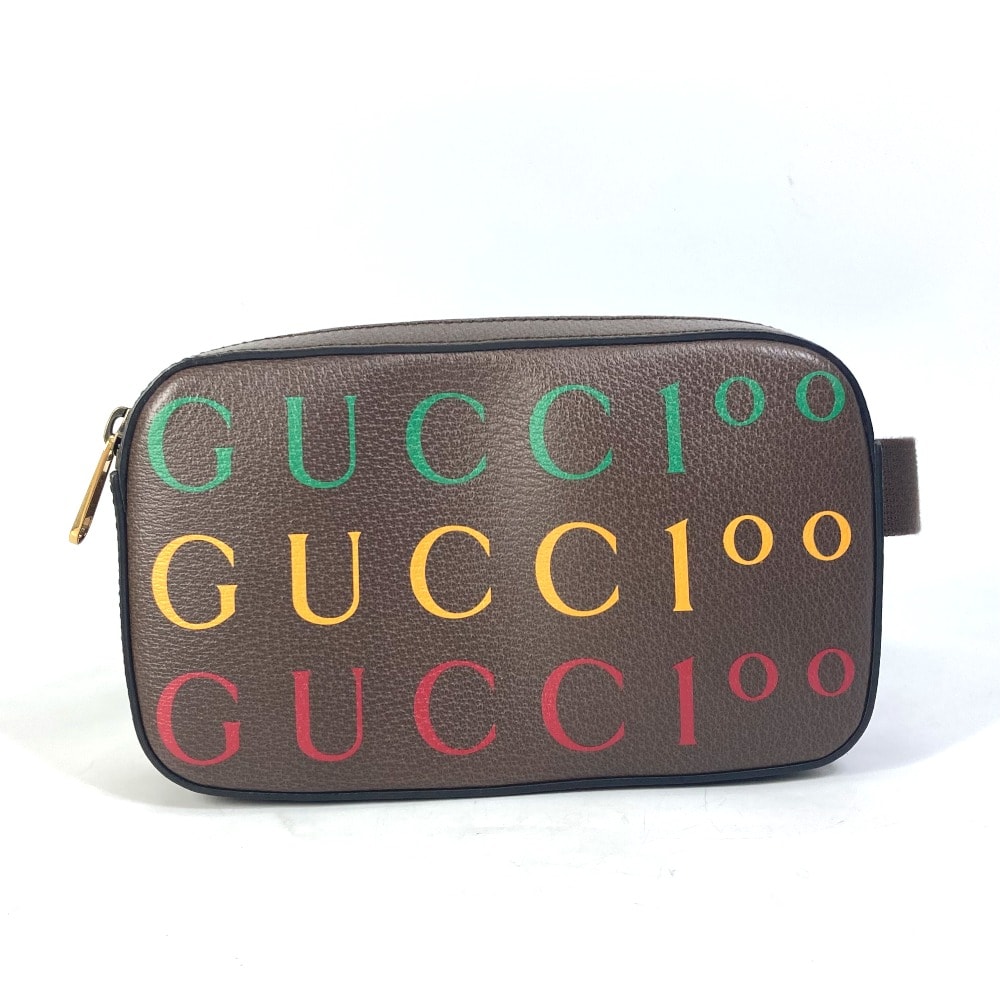 グッチ GUCCI 100周年記念 ロゴ 602695 クロス カバン ベルトバッグ ショルダーバッグ ボディバッグ レザー ブラウン 未使用