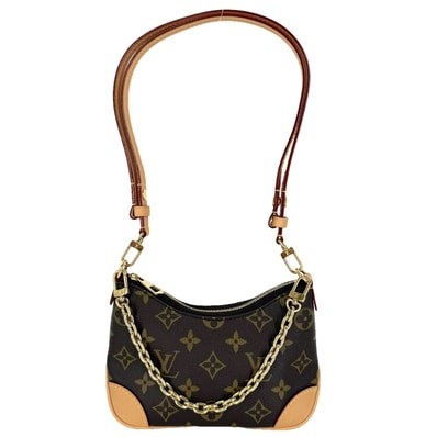 LOUIS VUITTON ルイヴィトン 2WAY ナノ・ブーローニュ ハンドバッグ ショルダーバッグ 肩掛け 斜め掛け M25519 モノグラムキャンバス ブラウン 茶 ゴールド金具 レディース 美品【中古品】