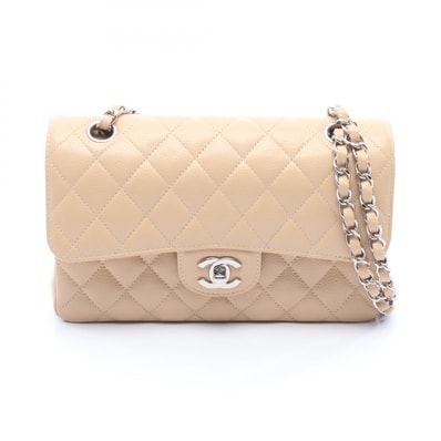 シャネル CHANEL マトラッセ Wフラップ ショルダーバッグ バッグ キャビアスキン(グレインドカーフ) レディース ベージュ系 【中古】