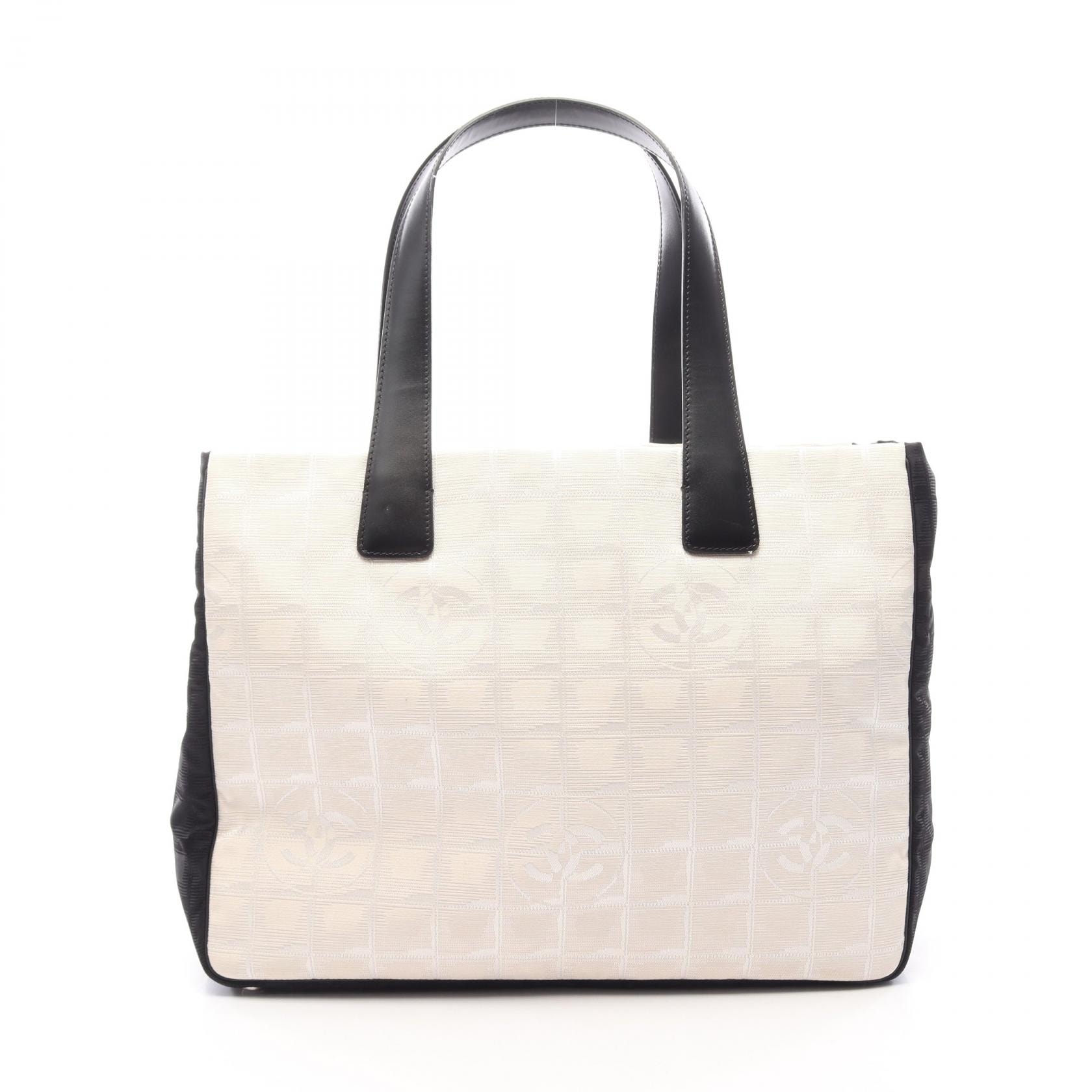シャネル CHANEL ニュートラベルラインMM トートバッグ バッグ レザー ナイロンキャンバス レディース ホワイト系 / ブラック系 【中古】
