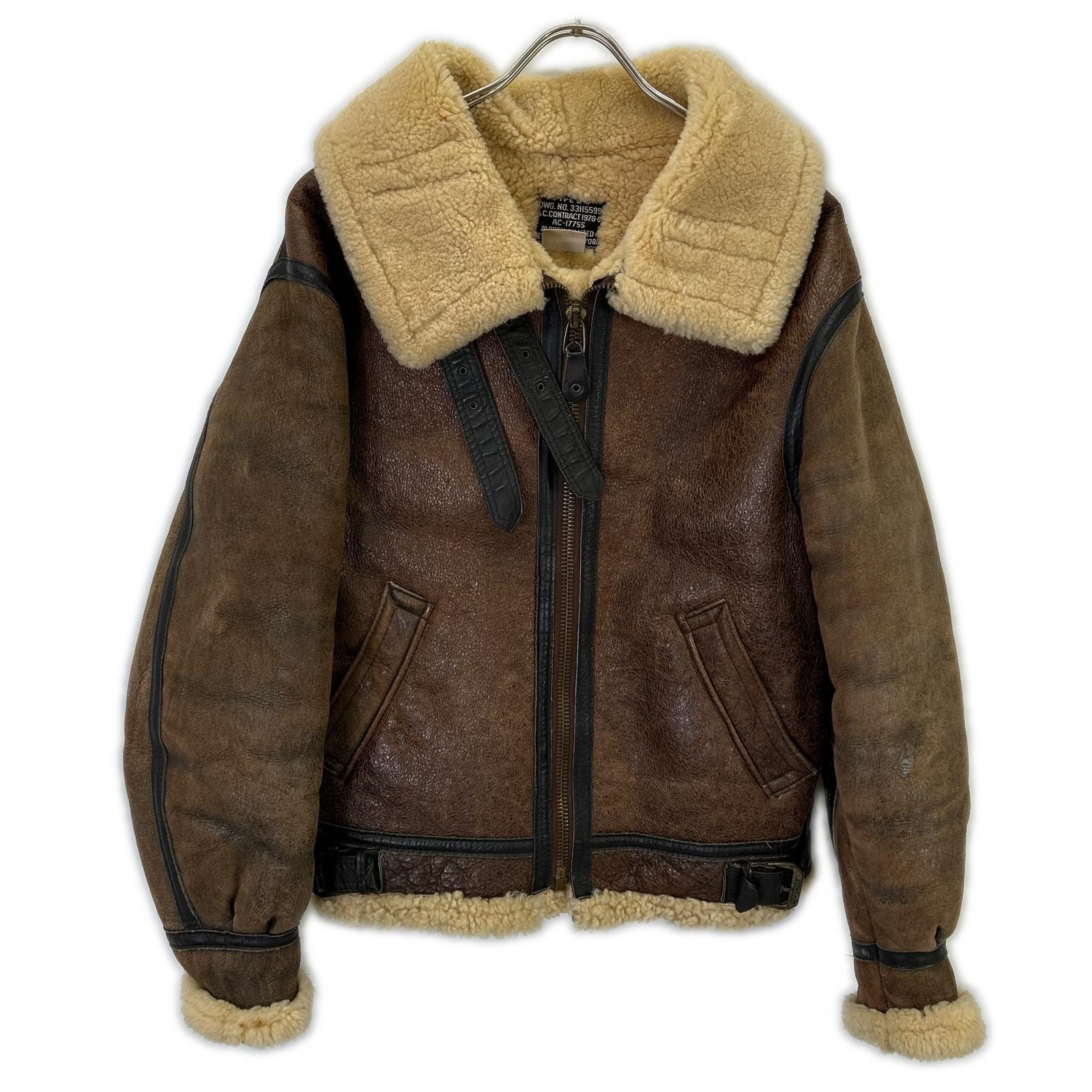 アヴィレックス 33H5595 ブラウン ムートン フライトジャケット B-3 36