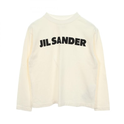 ジルサンダー JIL SANDER ロゴプリント 長袖Tシャツ 衣料品 トップス コットン レディース ホワイト系 【中古】