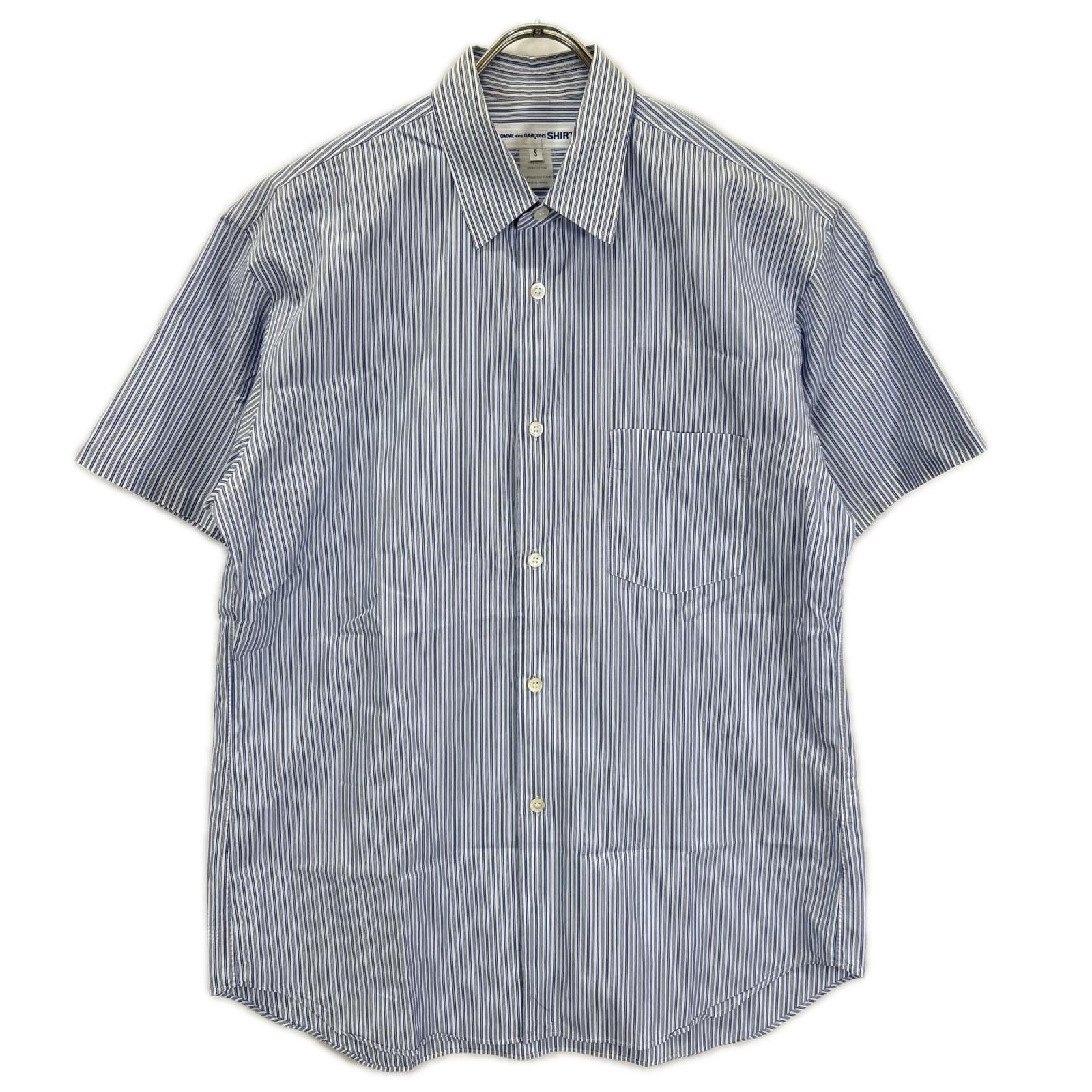 コムデギャルソンシャツ フランス製 CDGS7ST ライトブルー FOREVER S/S STRIPE SHIRT S
