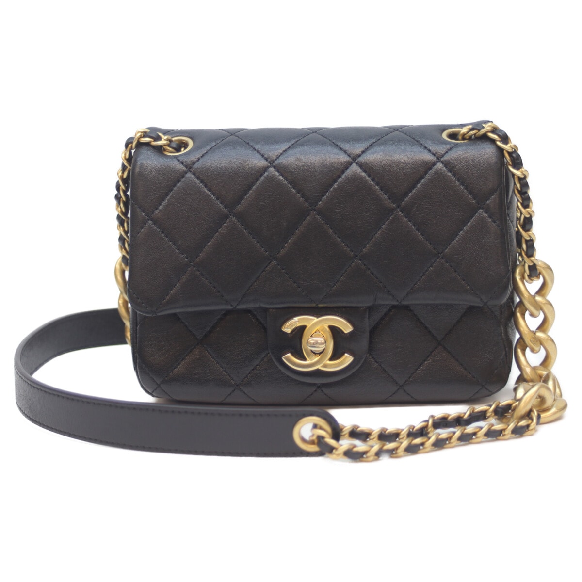 シャネル ブラック AS3109 ラム G金具 ミニ マトラッセ デザインチェーンショルダー