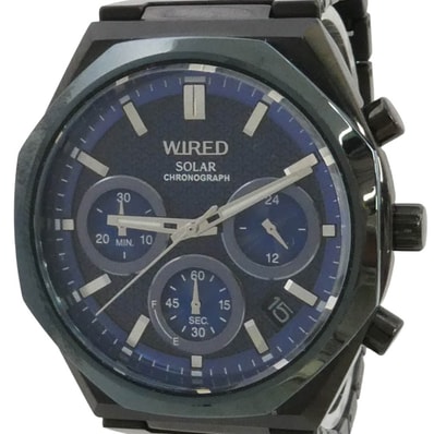 SEIKO セイコー VR42-KMH0 WIRED ワイアード ソーラー クロノグラフ 腕時計 ブラック系 ブルー系【中古】