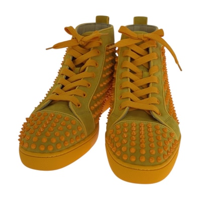 超美品 Christian Louboutin クリスチャンルブタン LOUIS ORLATO FLAT サイズ表記41/26cm イエロー スウェード スニーカー 岩田屋福岡本店限定 503975 【中古】