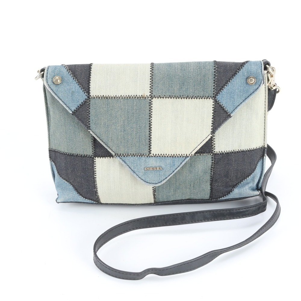 ディーゼル デニム パッチワーク フラップショルダーバッグ