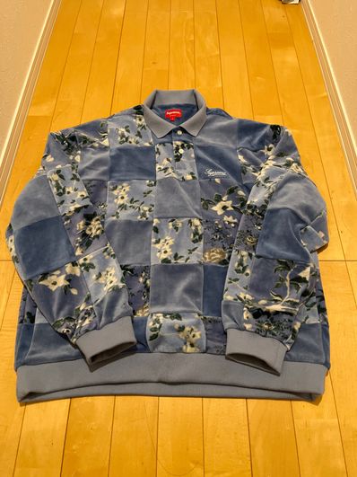 Supreme Floral Patchwork Velour L/S Polo Supreme Floral Patchwork Velour L/S Polo