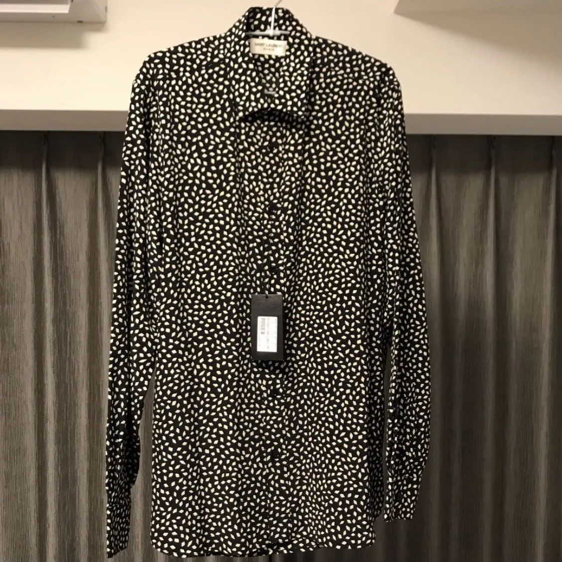 SAINT LAURENT 15SS ジオメトリックシルク シャツ