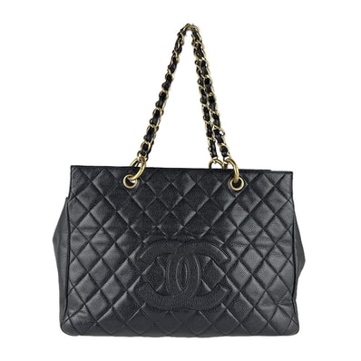 シャネル CHANEL ショルダーバッグ プチ タイムレス トート PTT キャビアスキンレザー ブラック レディース【中古】 z8379