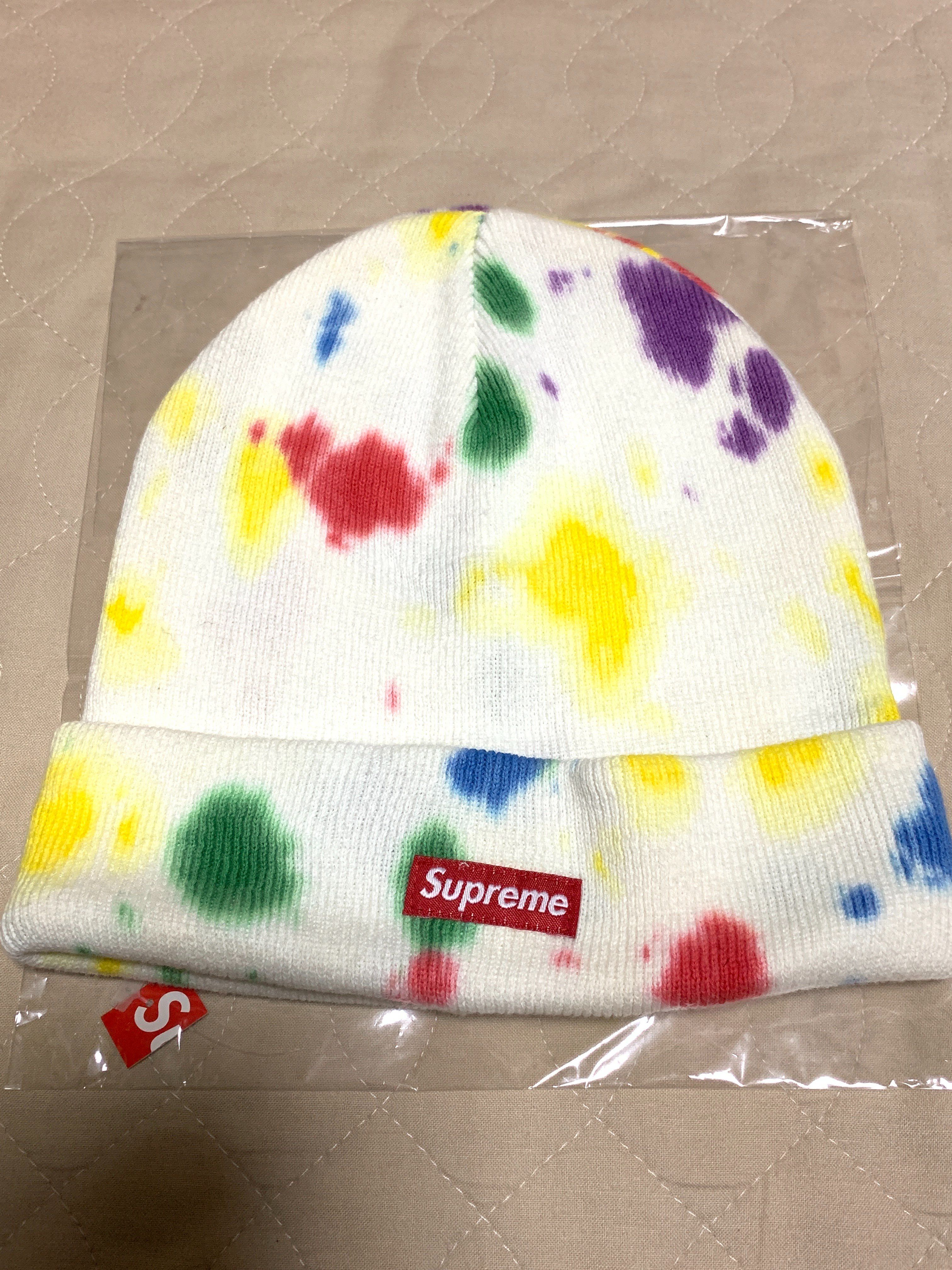 Supreme Splatter Dyed Beanie "White"