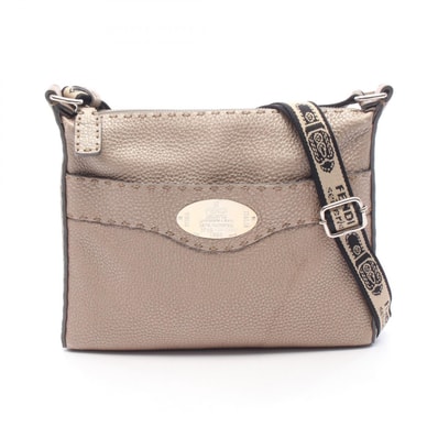 フェンディ FENDI セレリア メタリック ショルダーバッグ バッグ レザー レディース ベージュ系 8BT092 【中古】