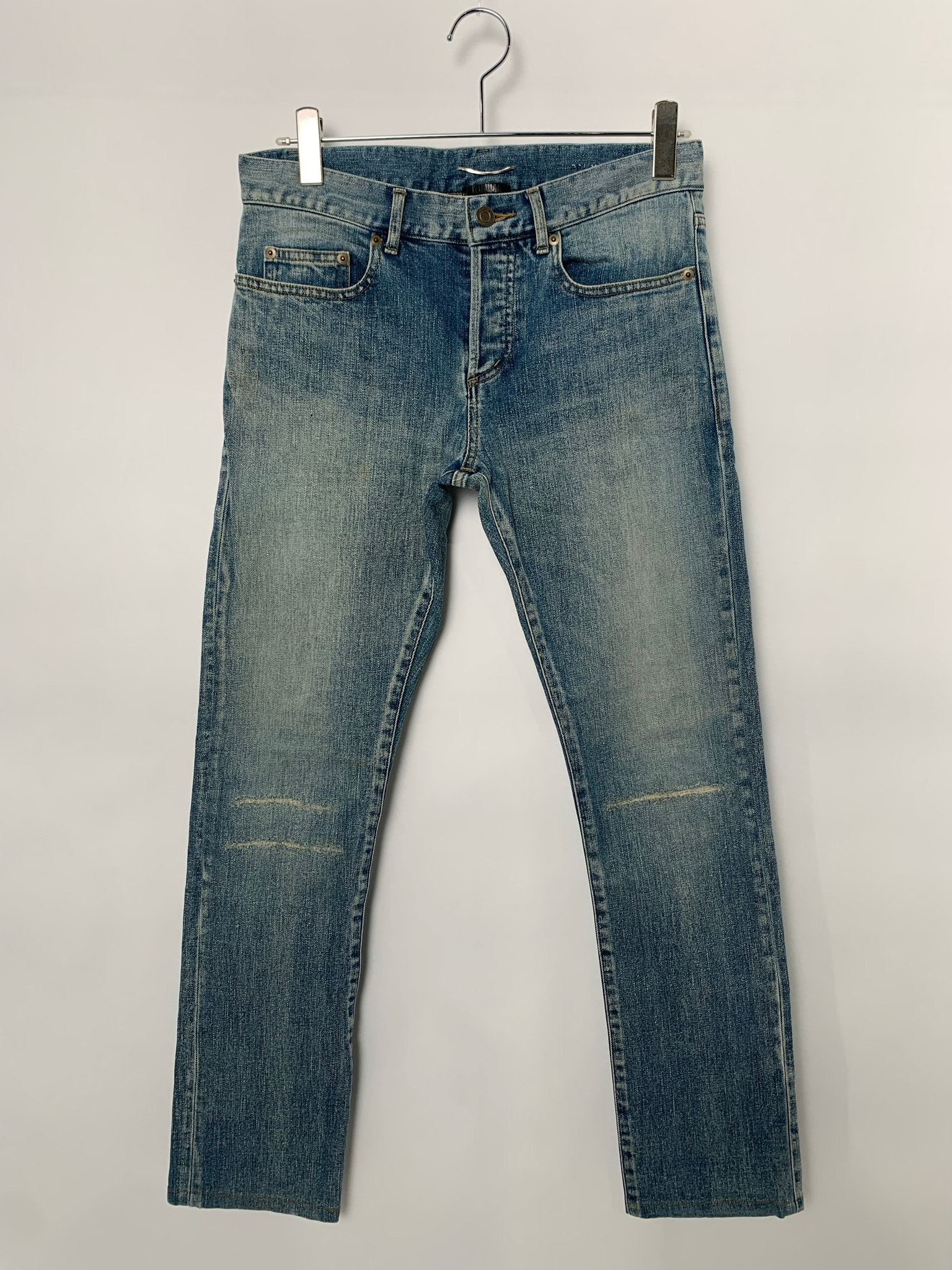 Saint Laurent Paris Distressed Repaired Denim Pants "Ingido"