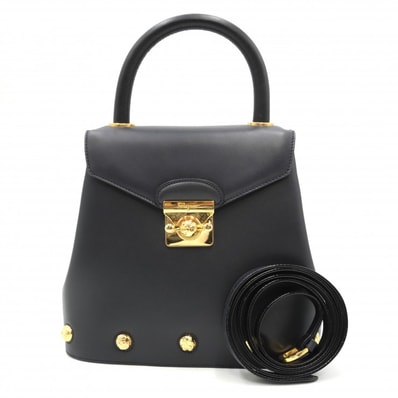 Salvatore Ferragamo(サルヴァトーレ フェラガモ)2WAY ハンドバッグ ショルダーバッグ ブラック レザー ゴールド金具 AN21 1688 レディース【中古】