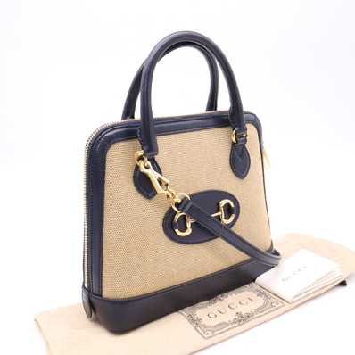 GUCCI グッチ ホースビット ショルダーバッグ 621220 2wayショルダーバッグ ベージュ ネイビー キャンバス レザー レディース