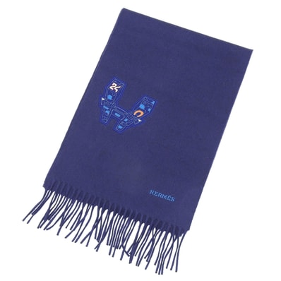 未使用品 エルメス マフラー IMPRIME HERMES ODYSEE ネイビー メンズ