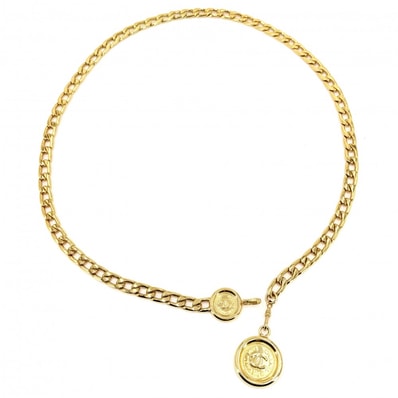 CHANEL シャネル ベルト チェーンベルト メダル ココマーク ヴィンテージ ファッションアイテム 95A GP ゴールド レディース 1995年【中古品】