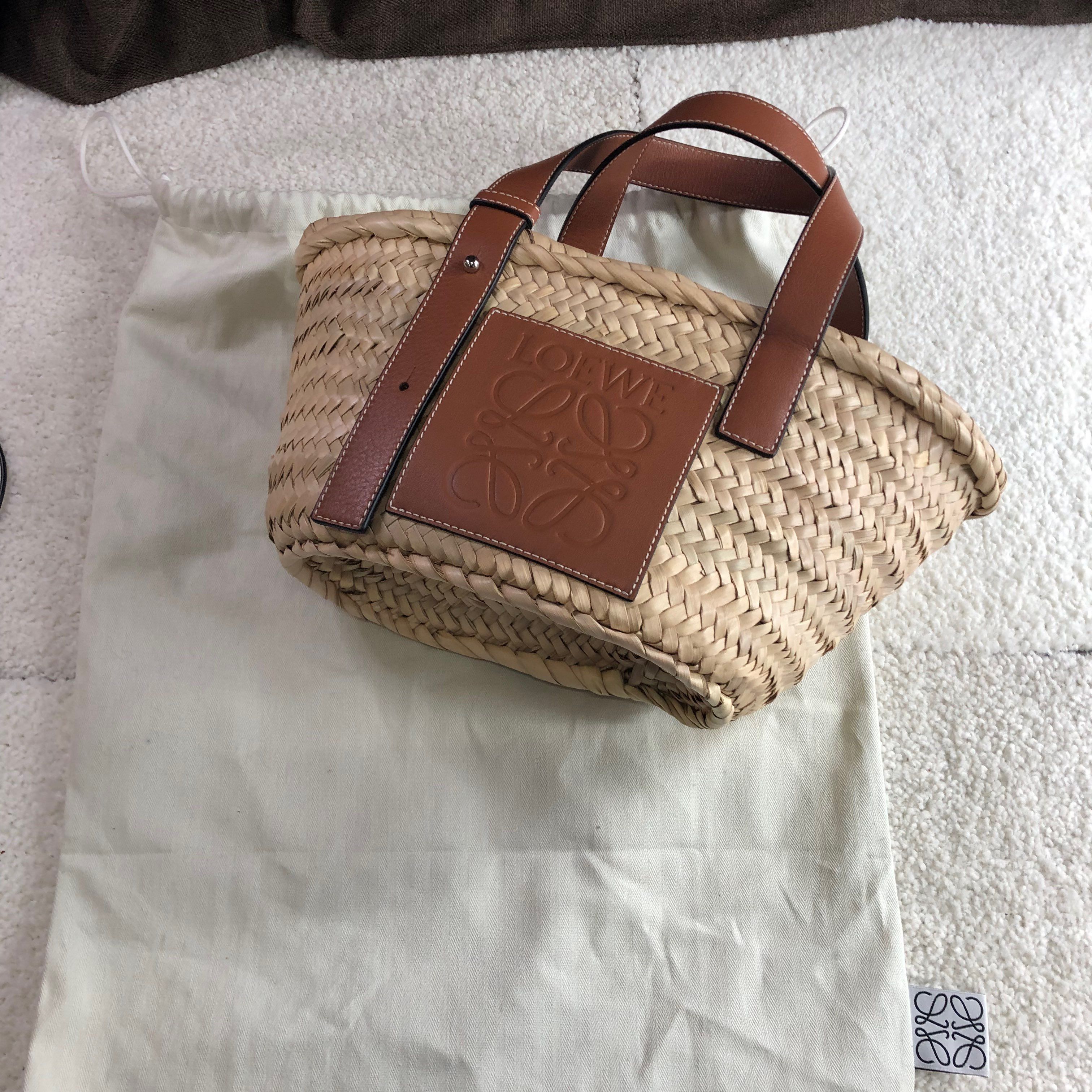 バスケットスモール ストロー×レザー カゴバッグ