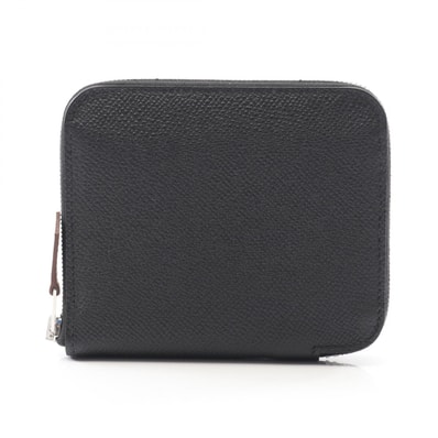 エルメス HERMES アザップコンパクト シルクイン ラウンド財布 財布 カーフ(牛革) ヴォーエプソン ヴォーエプソン W刻印(2024年製造) レディース ブラック系 【中古】