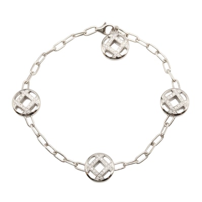 カルティエ CARTIER パシャグリッドチェーン ダイヤブレスレット ブレスレット アクセサリー K18WG(ホワイトゴールド) ダイヤモンド レディース クリア系 【中古】