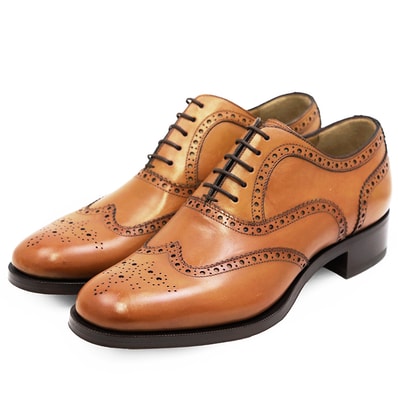 SALE【美品】Christian Louboutin クリスチャンルブタン ウィングチップブーツ サイズ 39 1/2 メンズ フルブローグ メダリオン レザーソール シューズ 靴 箱・袋付属 ライトブラウン 茶色 イタリア製