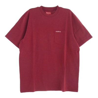 Supreme シュプリーム Tシャツ S/S Pocket Tee Cardinal ポケット 刺繍 半袖 Tシャツ カーディナル エンジ系 M【中古】