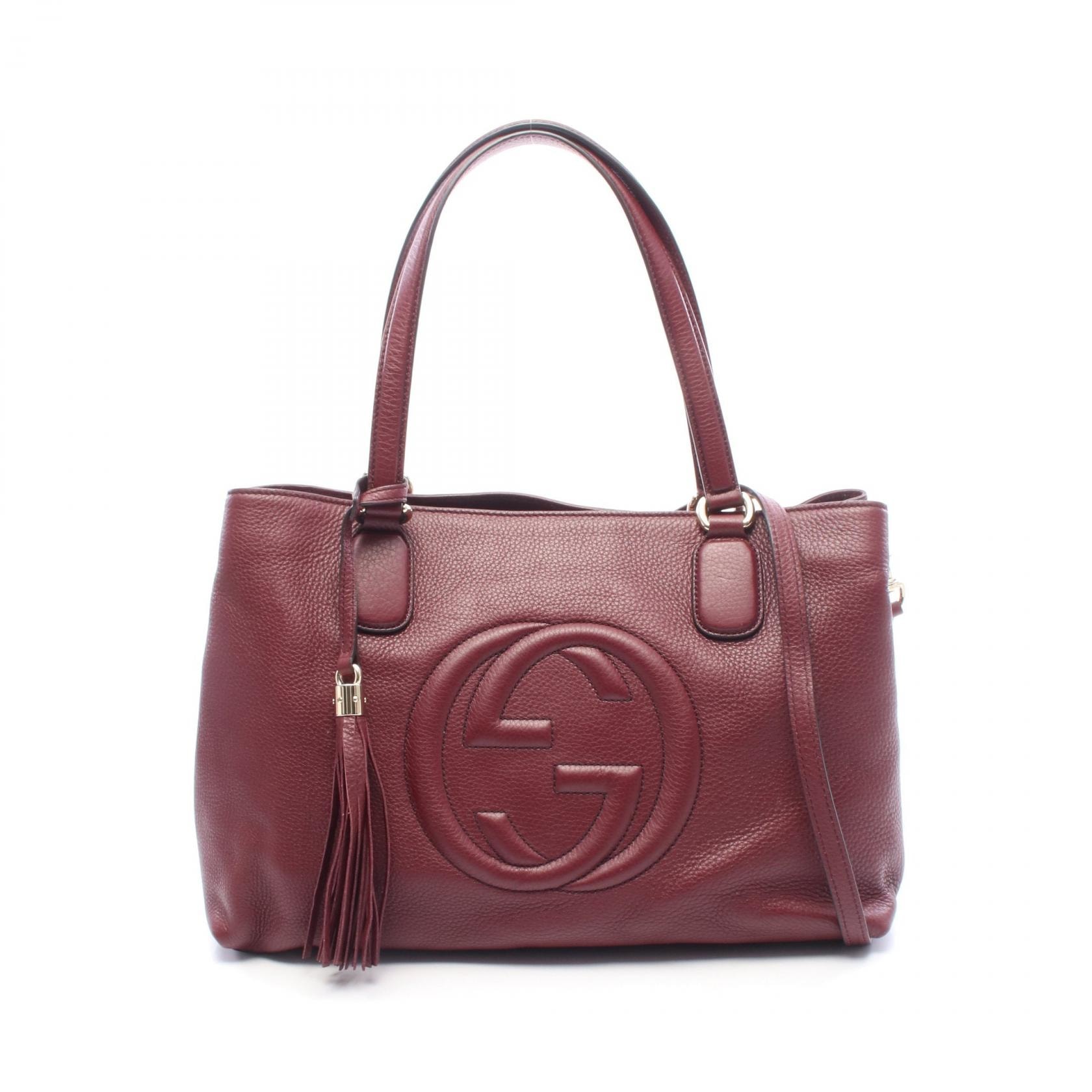 グッチ GUCCI ソーホー インターロッキングG 2WAY トートバッグ バッグ レザー レディース ボルドー系 308363 【中古】