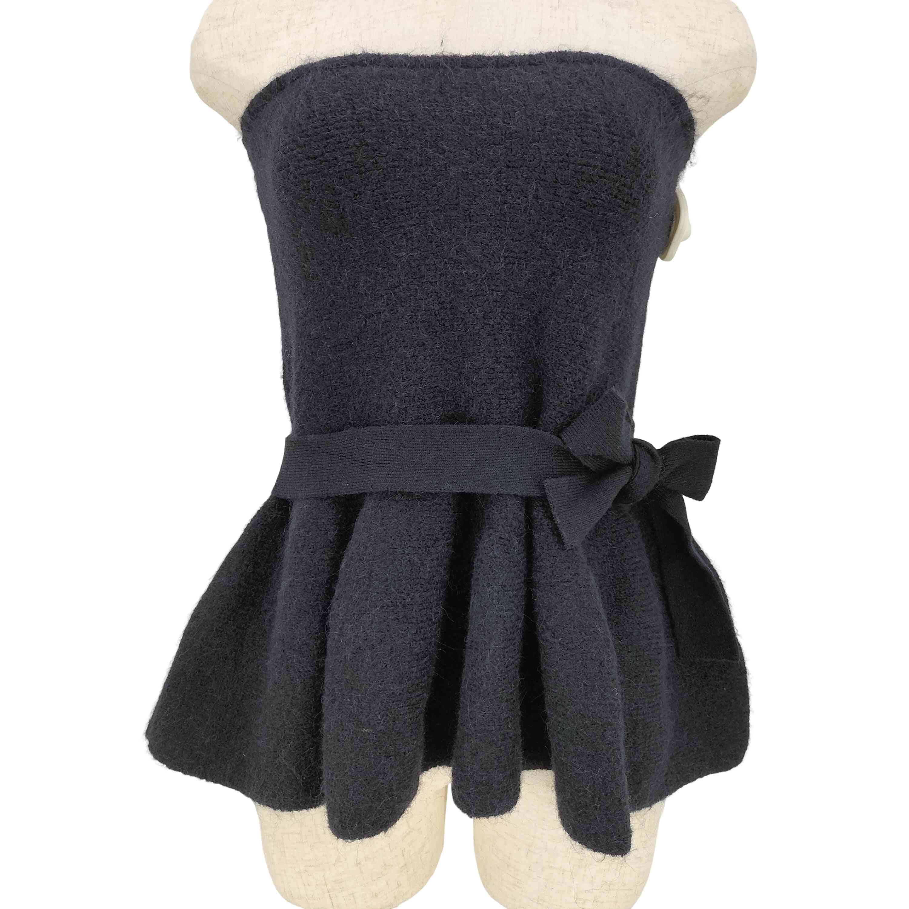 KNIT PEPLUM TOP WITH BOW【1142920269699】