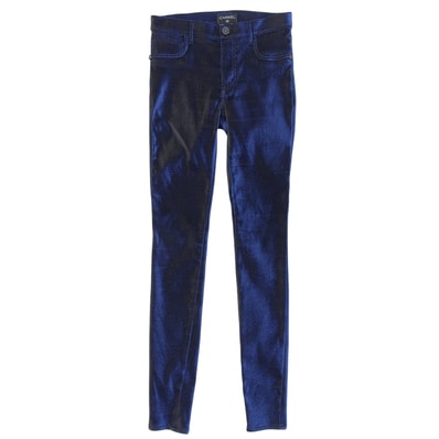 極美品 シャネル スキニーパンツ ブルー レディース 34 P50219