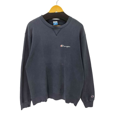 90S USA製 刺繍タグ 前V クルーネック スウェット トレーナー フェード【1142205695120】