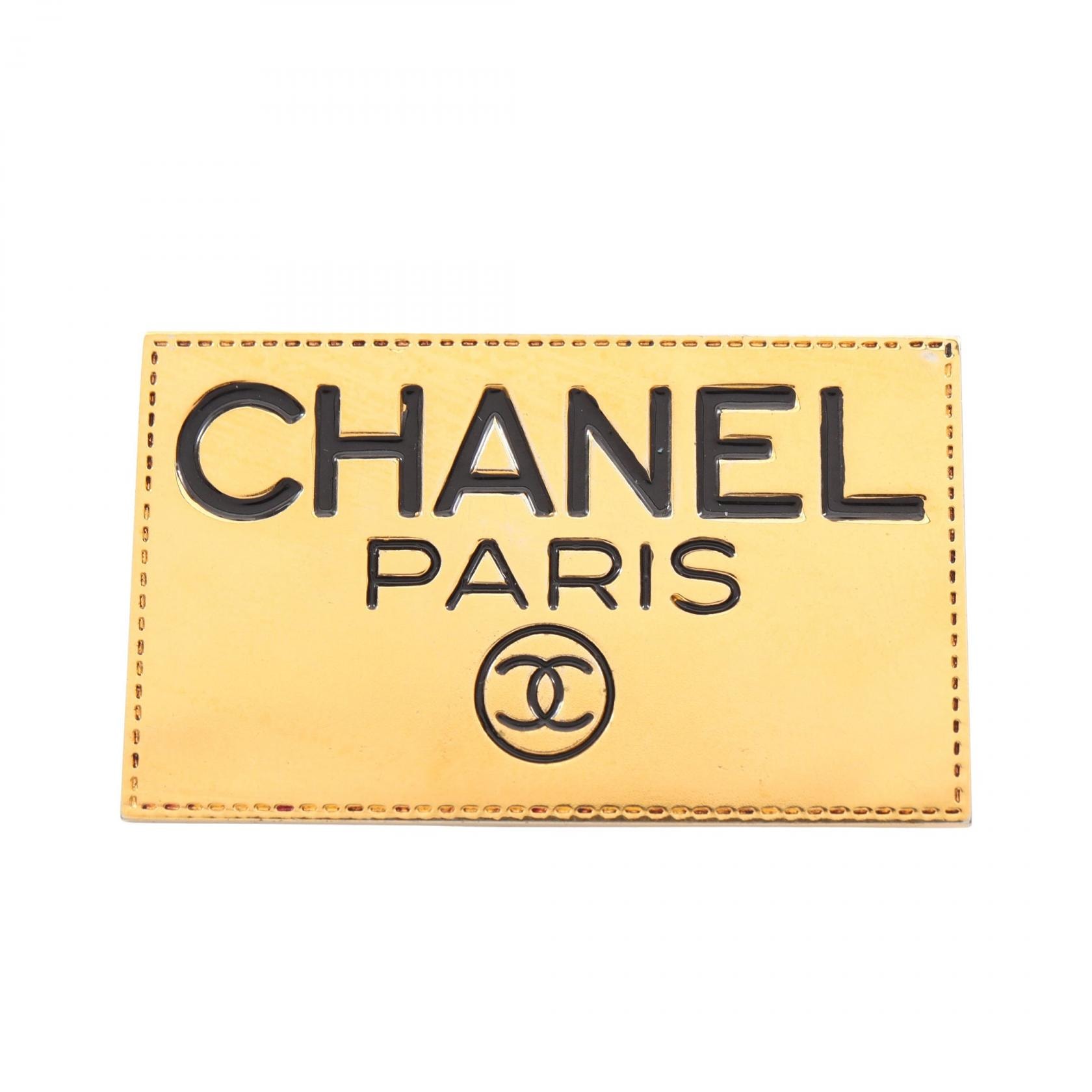 シャネル CHANEL ロゴ プレート ブローチ アクセサリー GP(ゴールドメッキ) レディース ゴールド系 【中古】