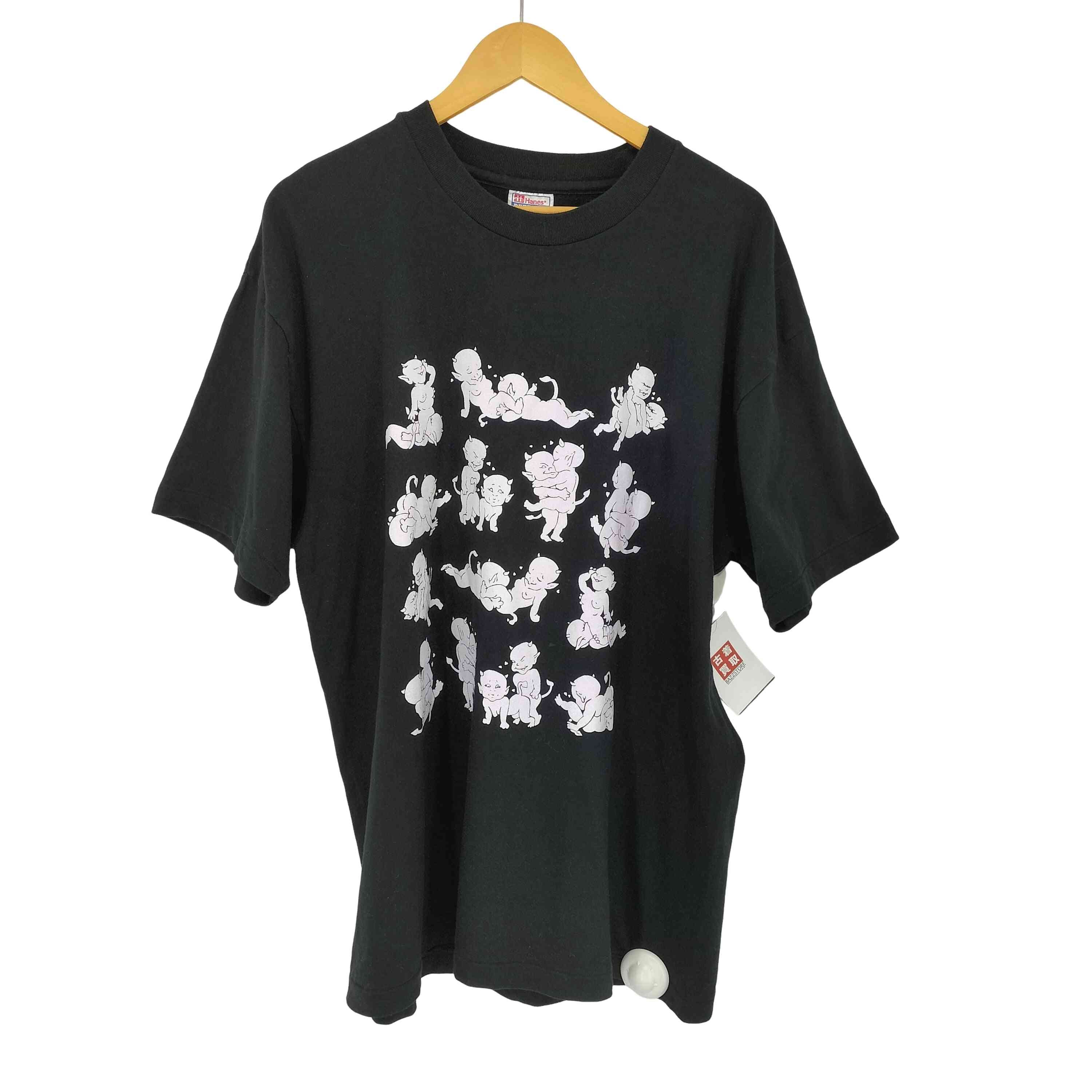 80-90s シングルステッチ 48手 デビル プリント クルーネック 半袖 エロ Tシャツ【1142708437869】