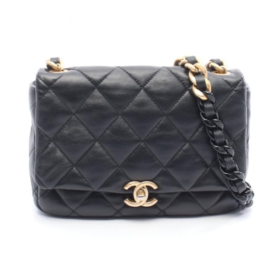 シャネル CHANEL マトラッセ スモールフラップ ショルダーバッグ バッグ レザー レディース ブラック系 【中古】