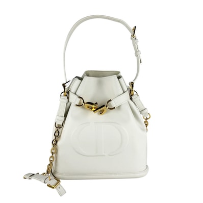 クリスチャンディオール Christian Dior ハンドバッグ ショルダーバッグ C'est Dior レザー オフホワイト ゴールド レディース【中古】 z10368