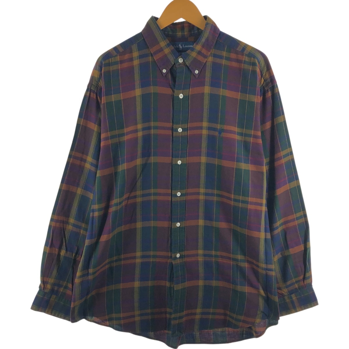 古着 ラルフローレン Ralph Lauren BLAKE 長袖 ボタンダウンチェックシャツ メンズXL相当/eaa515382