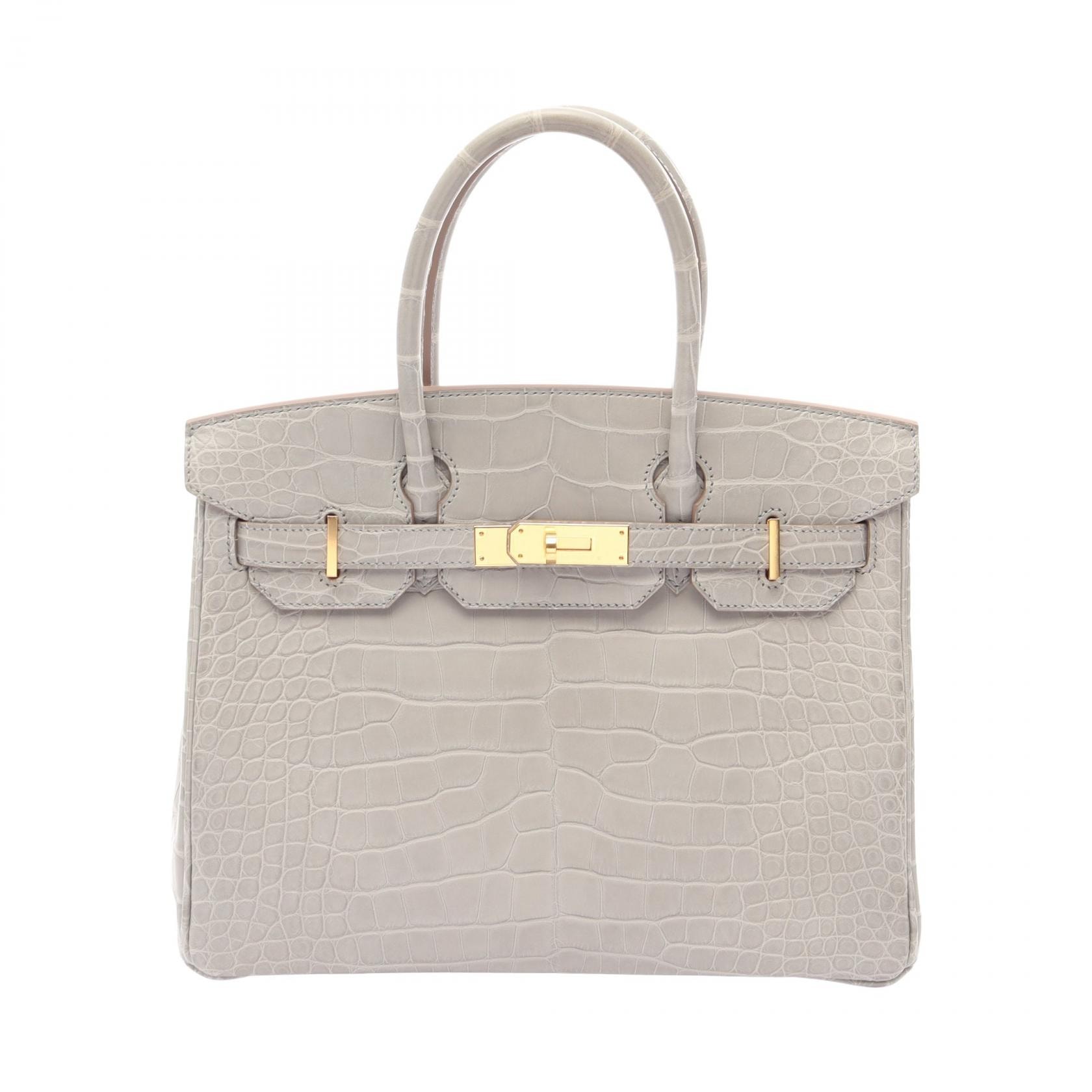 エルメス HERMES バーキン30 ハンドバッグ バッグ アリゲーターマット アリゲーターマット C刻印(2018年製造) レディース グレー系 【中古】