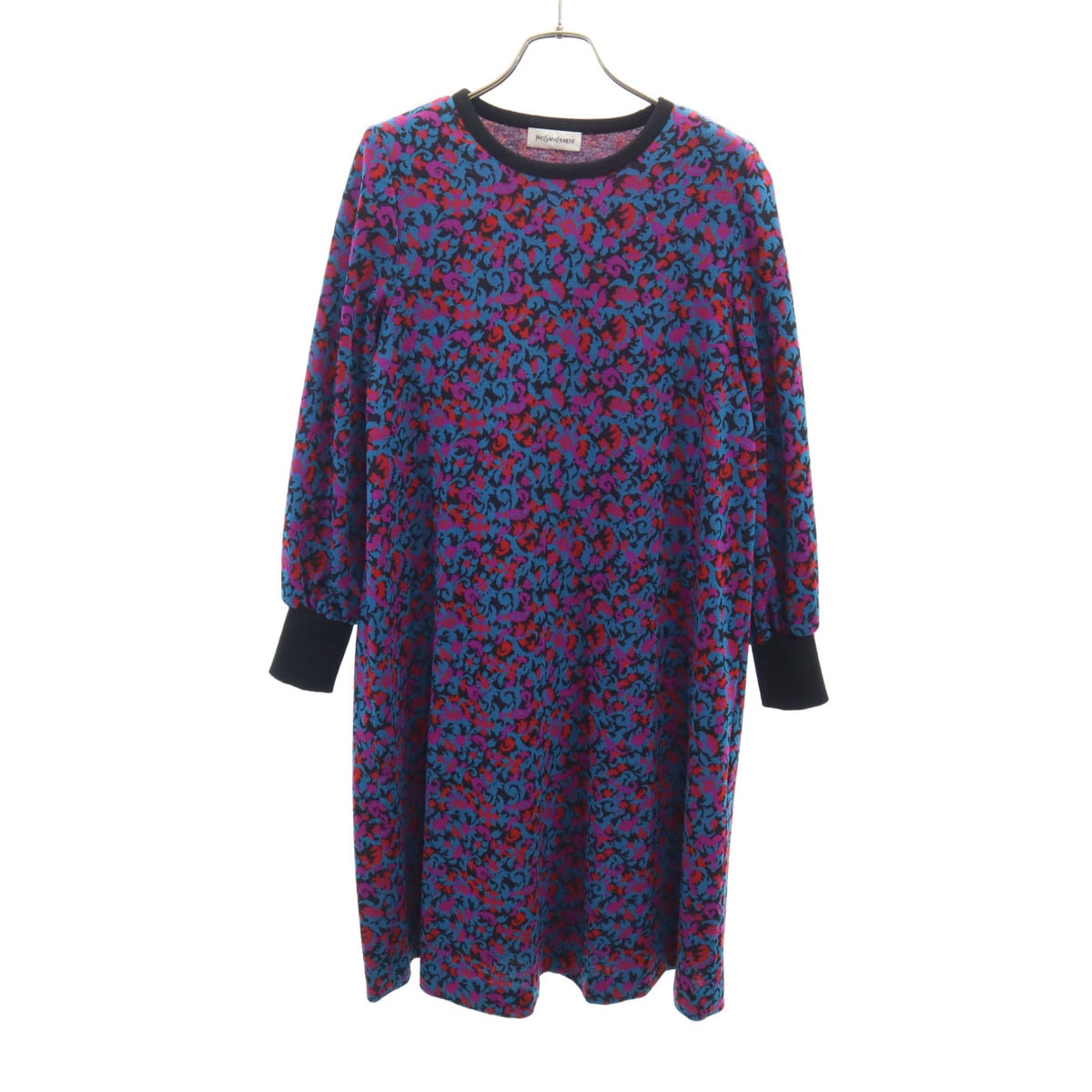 Yves Saint Laurent 花柄ニット長袖ワンピース B (目立った傷や汚れなし)】YVES SAINT LAURENT イヴサンローラン 90s
