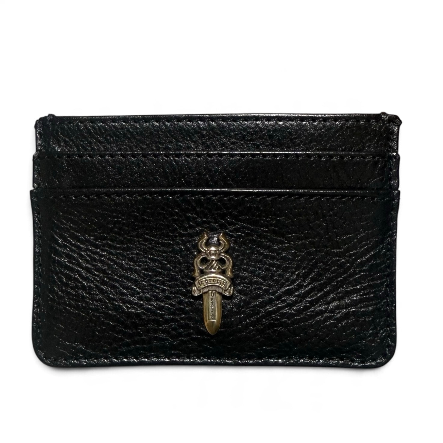 CHROME HEARTS クロムハーツ DBL SIDE DGGR ダブルサイドダガー レザー カードケース ブラック シルバー