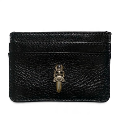 CHROME HEARTS クロムハーツ DBL SIDE DGGR ダブルサイドダガー レザー カードケース ブラック シルバー