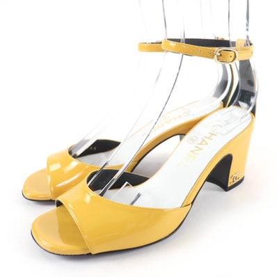 極美品 シャネル サンダル イエロー レディース 35 G45055