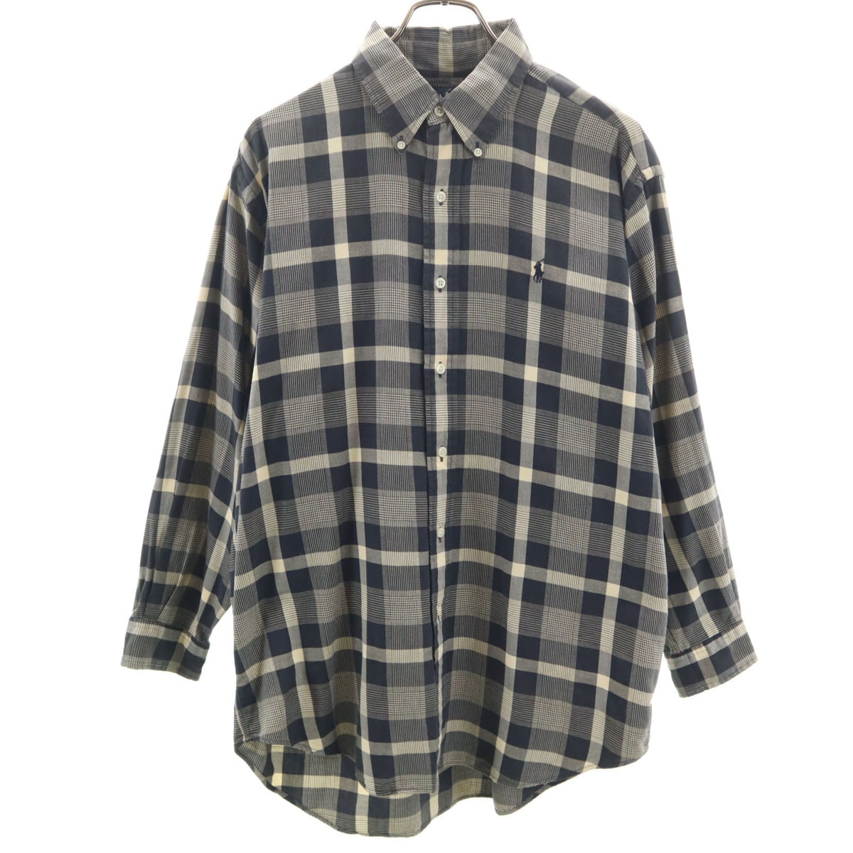 RALPH LAUREN ラルフローレン 90s オールド チェック柄 長袖 ボタンダウンシャツ L ブラック系