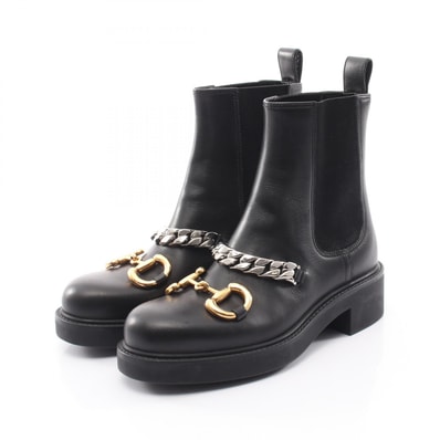 グッチ GUCCI ホースビット ブーツ 靴 レザー レディース ブラック系 670393 【中古】