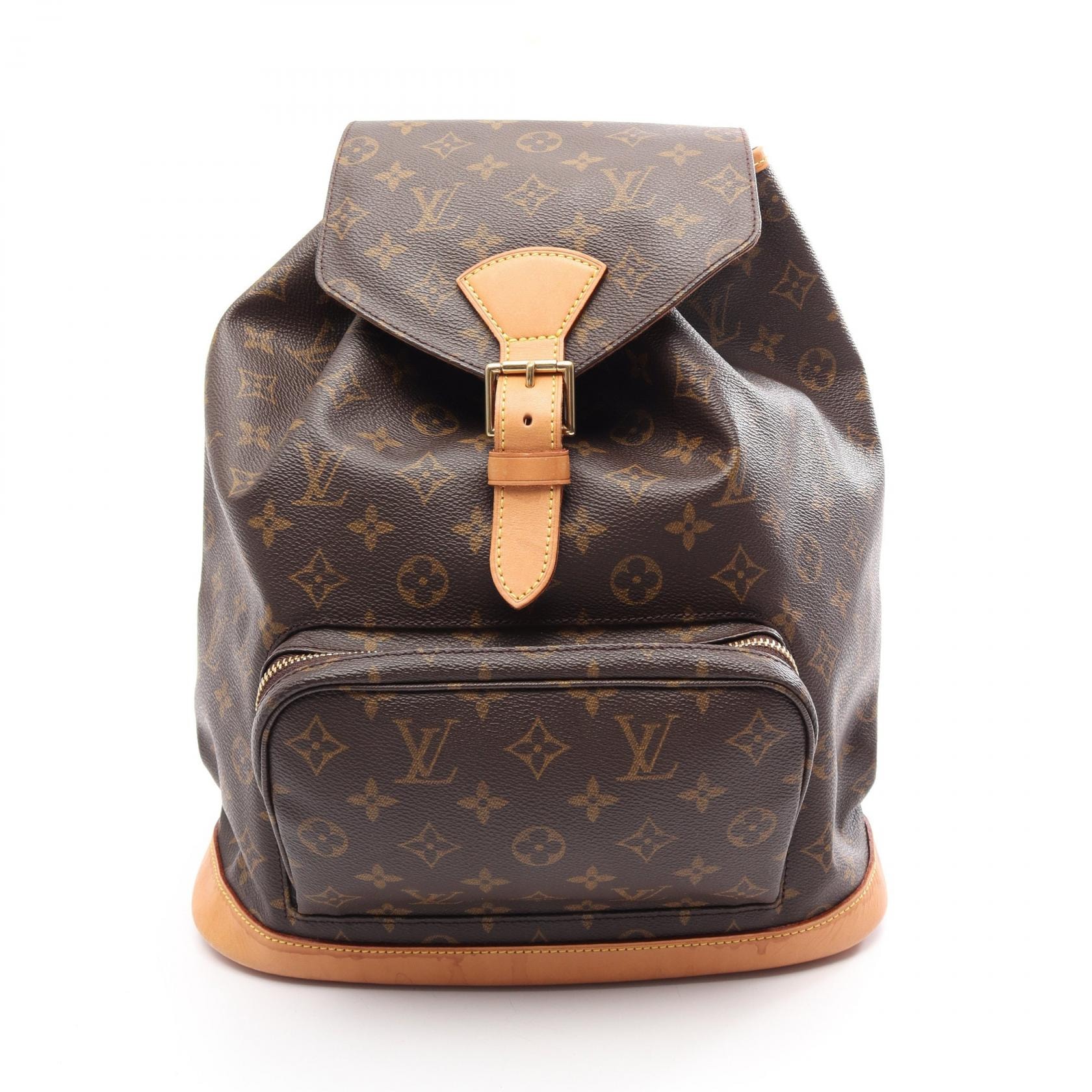 ルイ・ヴィトン LOUIS VUITTON モンスリGM モノグラム リュックサック バックパック バッグ PVCコーティングキャンバス レザー レディース ブラウン系 M51135 【中古】