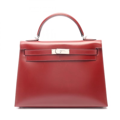 エルメス HERMES ケリー32 2WAY 外縫い ハンドバッグ バッグ カーフ(牛革) ボックスカーフ ルージュアッシュ □E刻印(2001年製造) レディース ボルドー系 【中古】