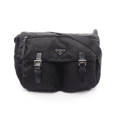 プラダ PRADA VELA メッセンジャーバッグ ショルダーバッグ バッグ ナイロン レザー メンズ レディース ブラック系 B1738 【中古】