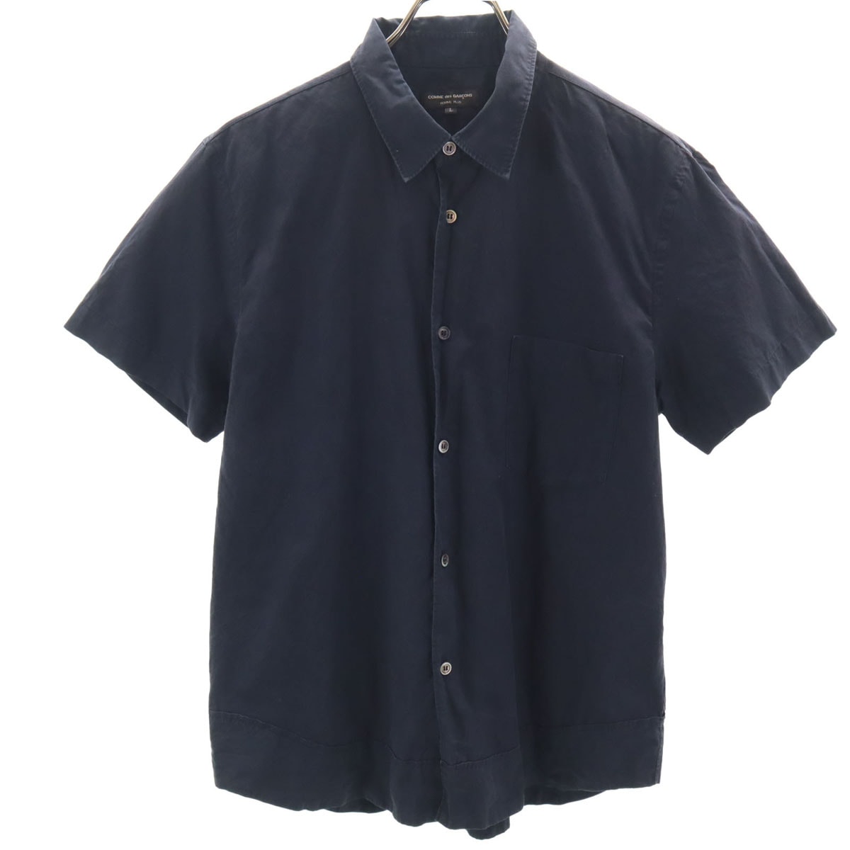 COMME des GARCONS HOMME PLUS コムデギャルソンオムプリュス 2001年 日本製 半袖 シャツ L ネイビー