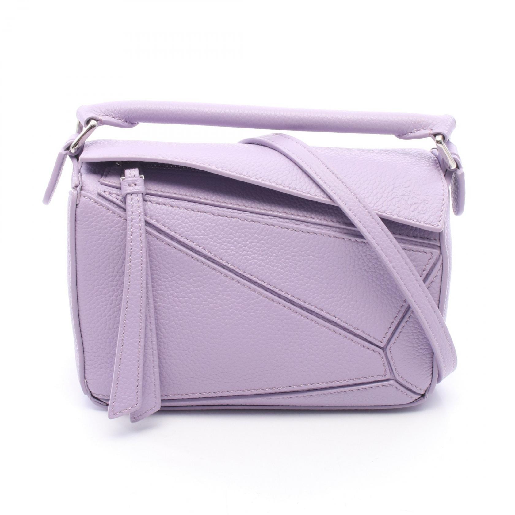 ロエベ LOEWE パズルエッジ ミニ 2WAY ハンドバッグ バッグ レザー レディース パープル系 【中古】